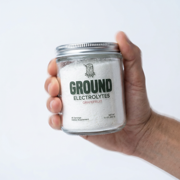 jar of ground electrolytes being shaken and mixed before use